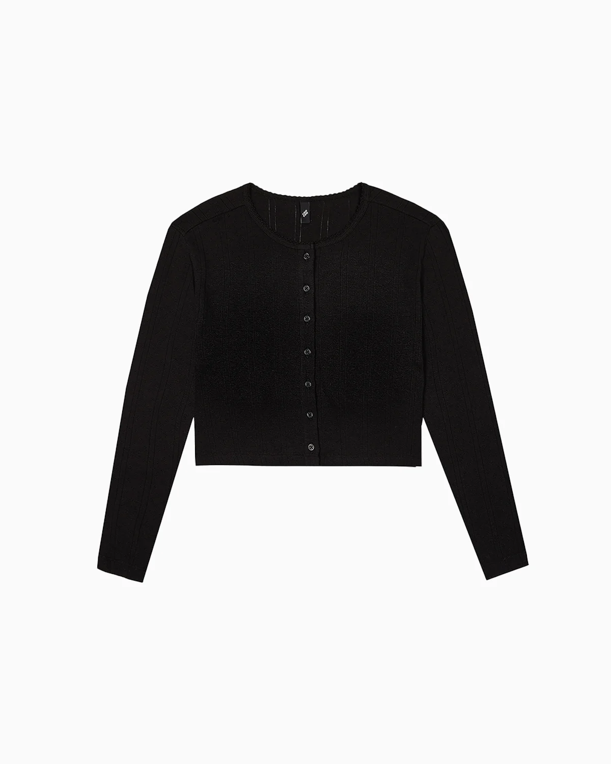 The Crop Cardi: Black Pointelle