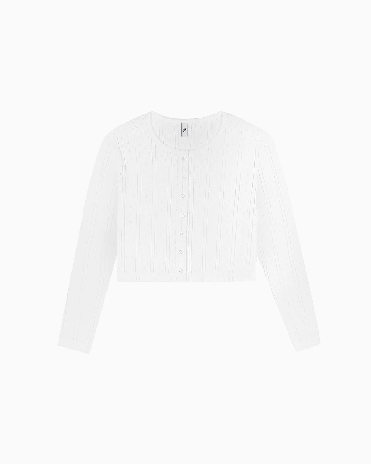 The Crop Cardi: White Pointelle