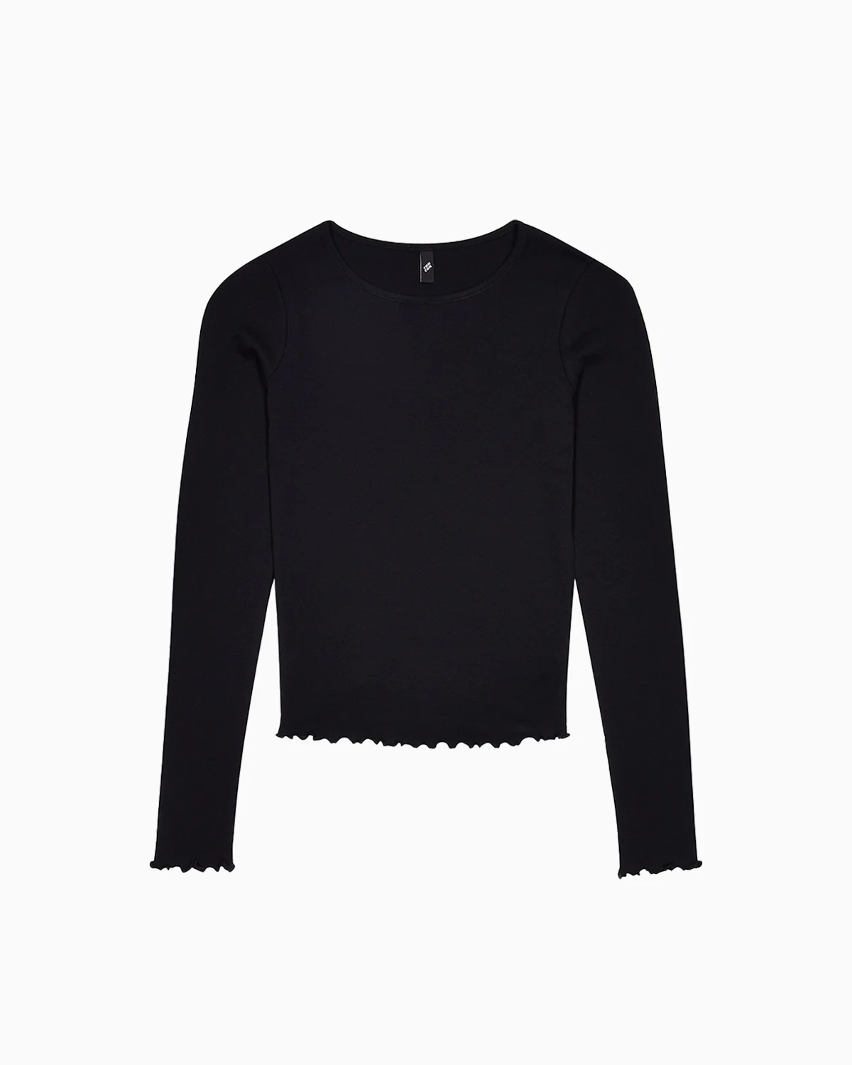 The Frilly Long Sleeve: Black Cotton Jersey