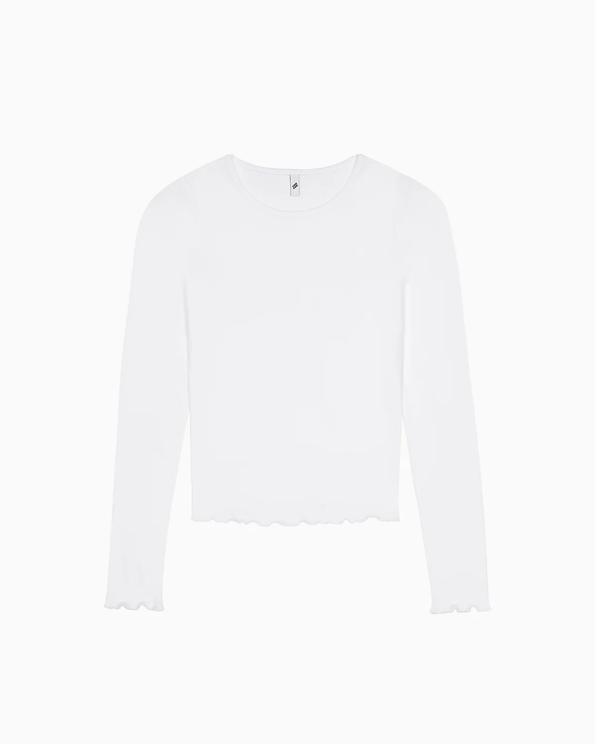 The Frilly Long Sleeve: White Cotton Jersey