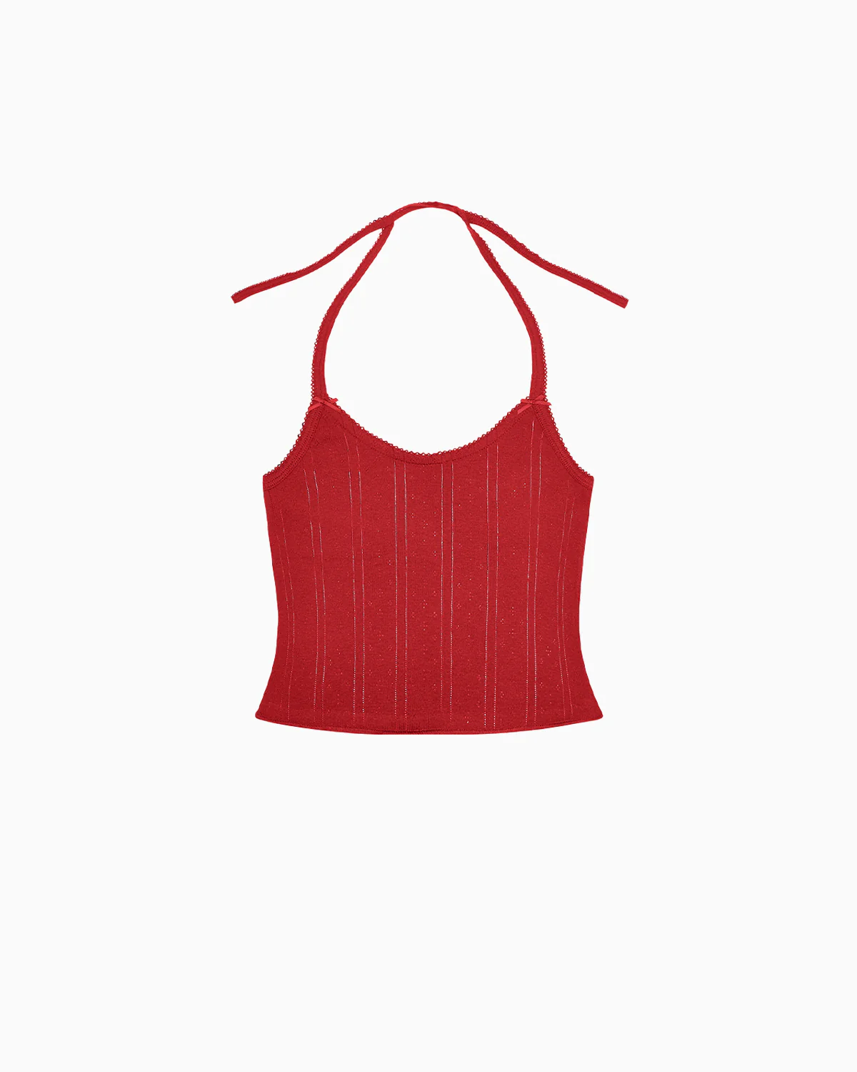 The Halter: Cherry Red Pointelle
