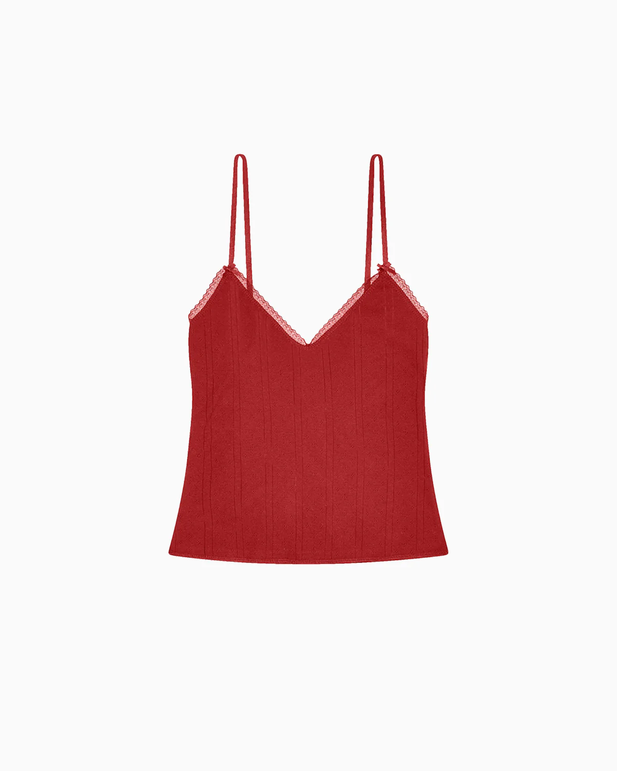 The Long Cami: Cherry Red Pointelle