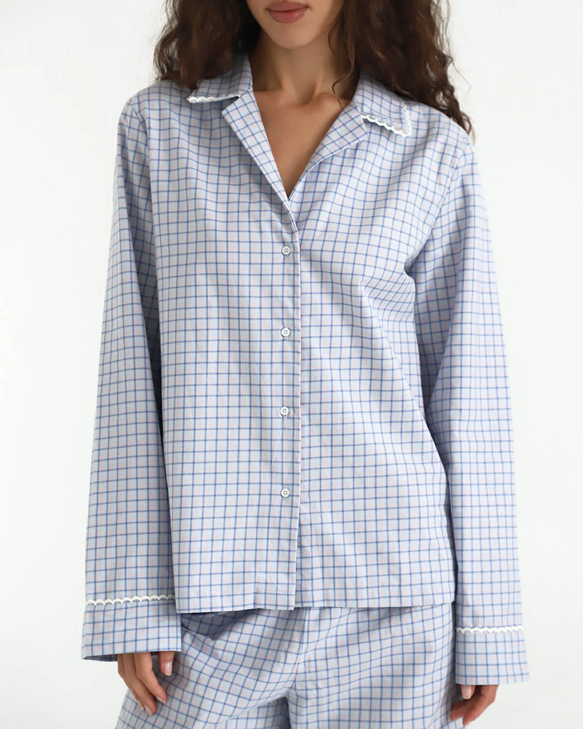 The Pajama Boxer Set: French Poplin Blue Check - Image 4