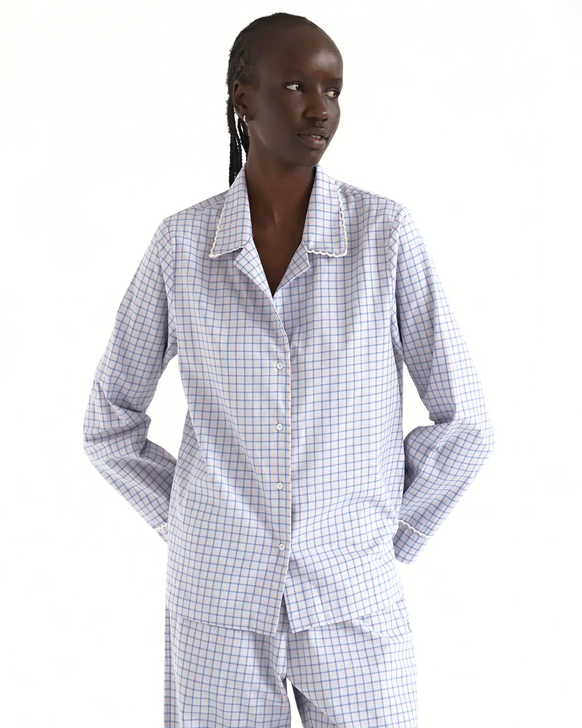 The Pajama Pant Set: French Poplin Blue Check - Image 7