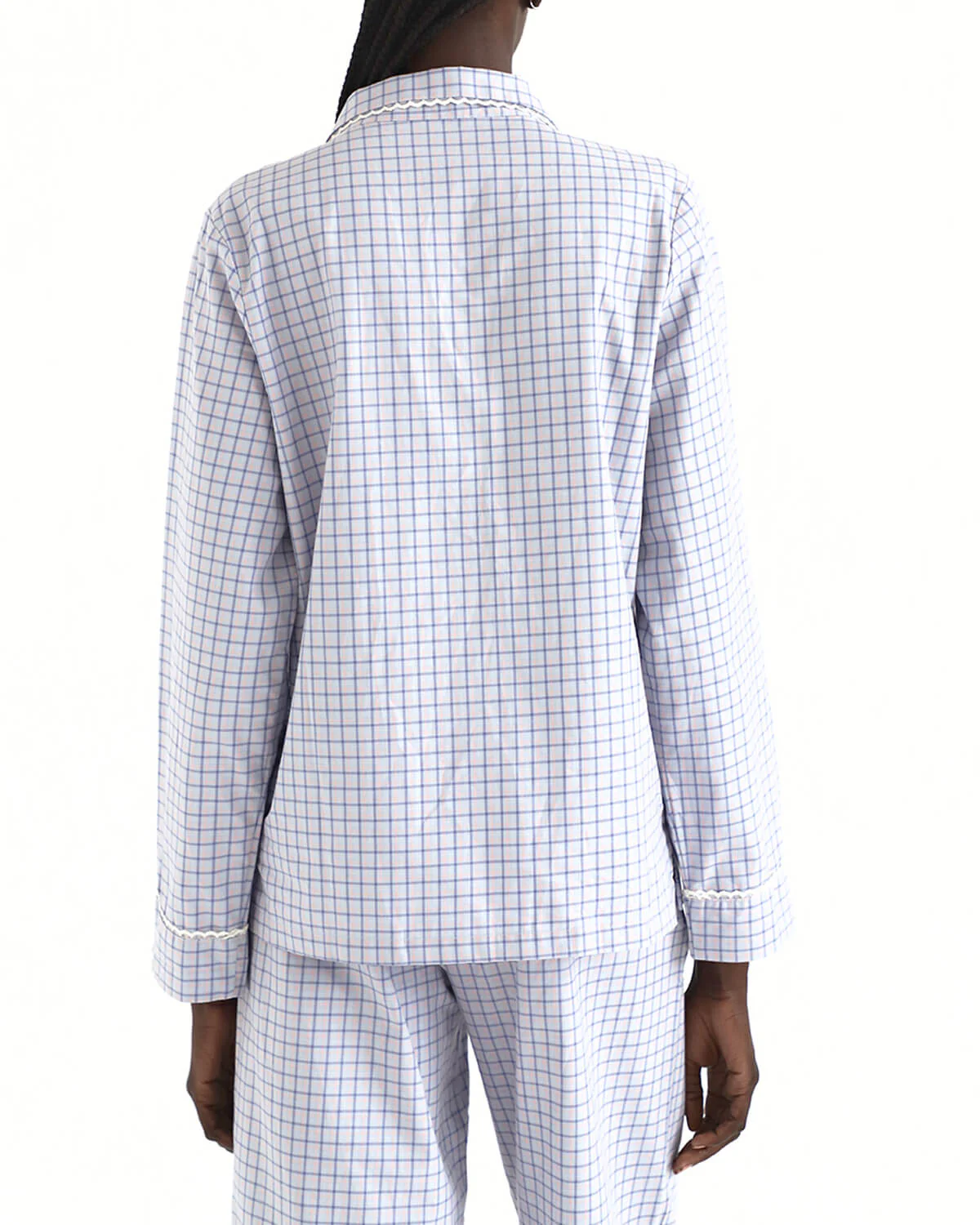 The Pajama Pant Set: French Poplin Blue Check - Image 6