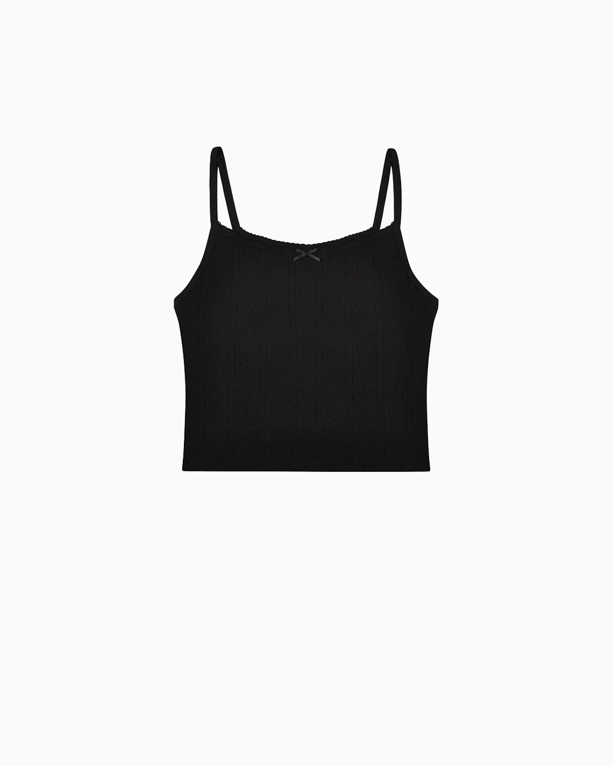The Crop Picot Tank: Black Pointelle