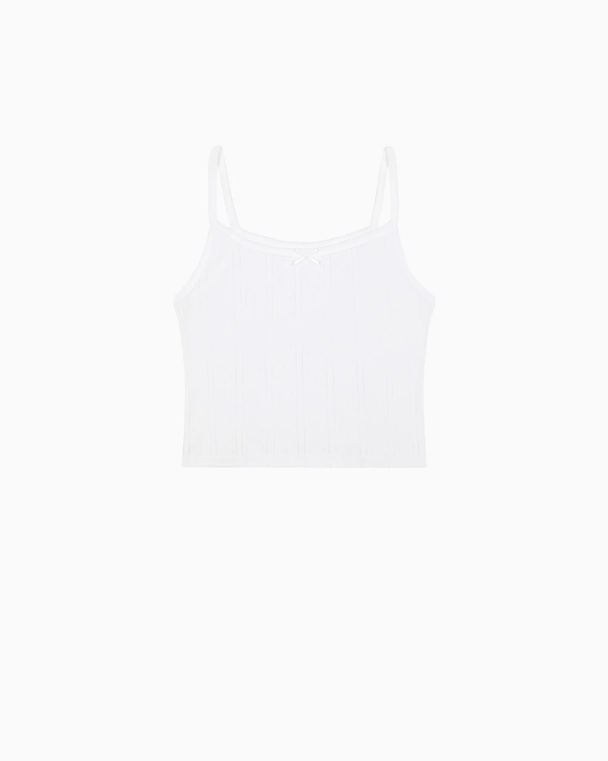 The Crop Picot Tank: White Pointelle