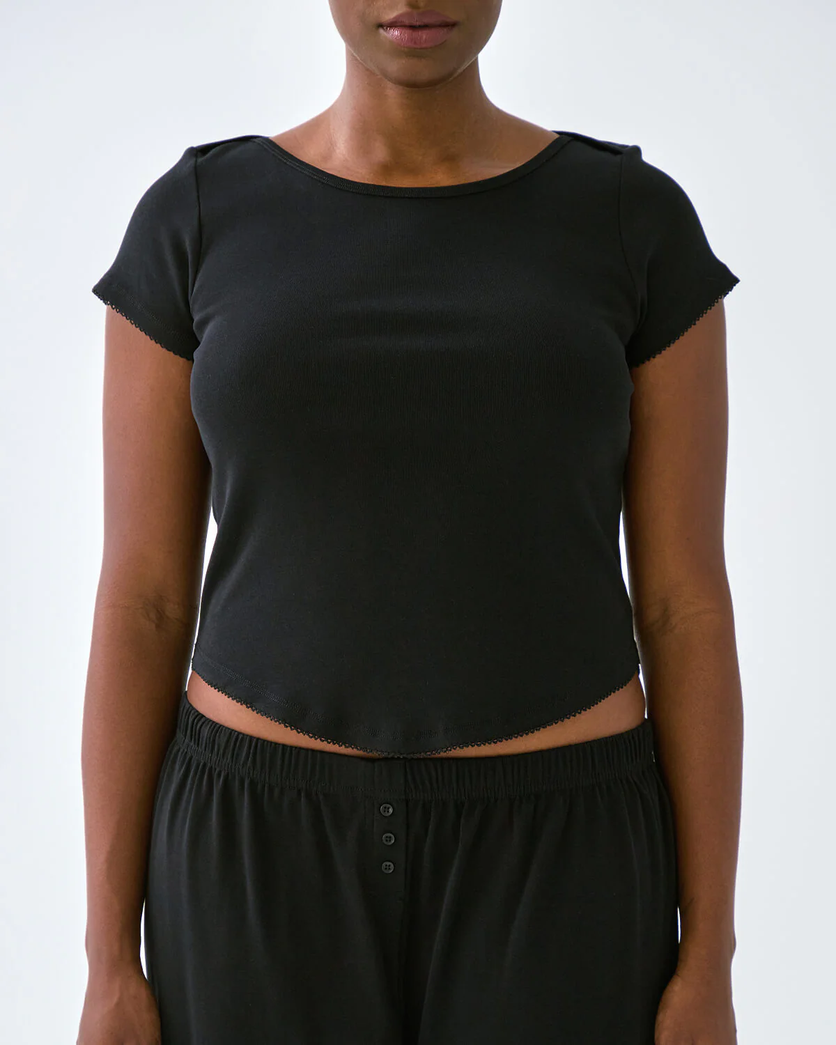The Rina Tee: Black Cotton Jersey - Image 4