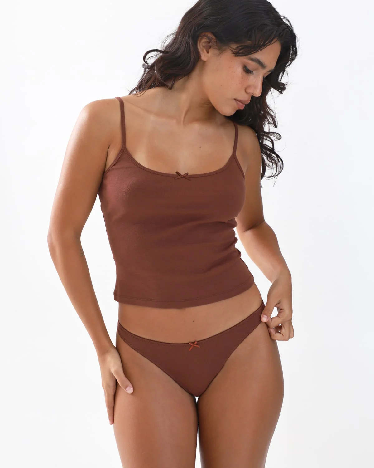 The Thong 3 Pack: Cotton Jersey Brown, Baby Pink, Black - Image 4